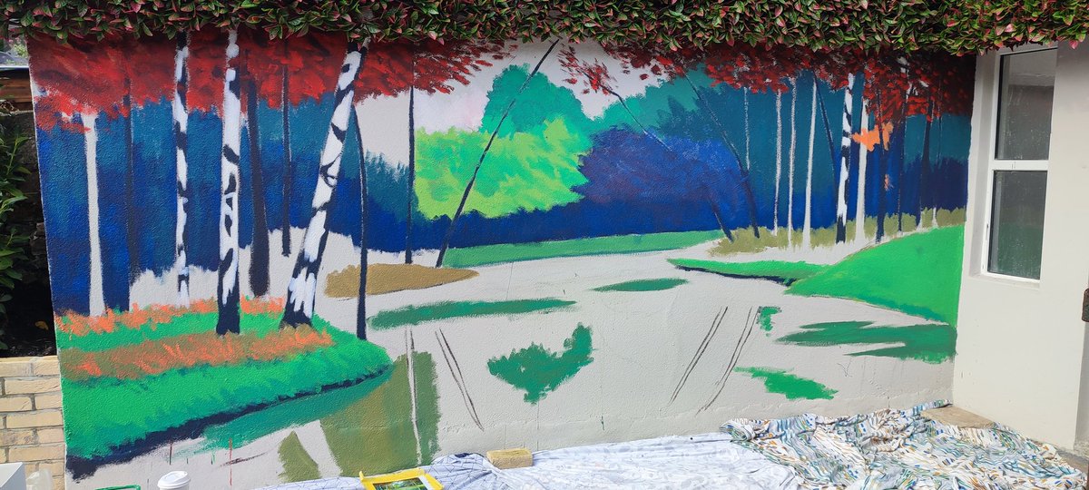 Currently working on this 16ft X 8ft garden mural.
Get in touch if you're interested in transforming your garden space