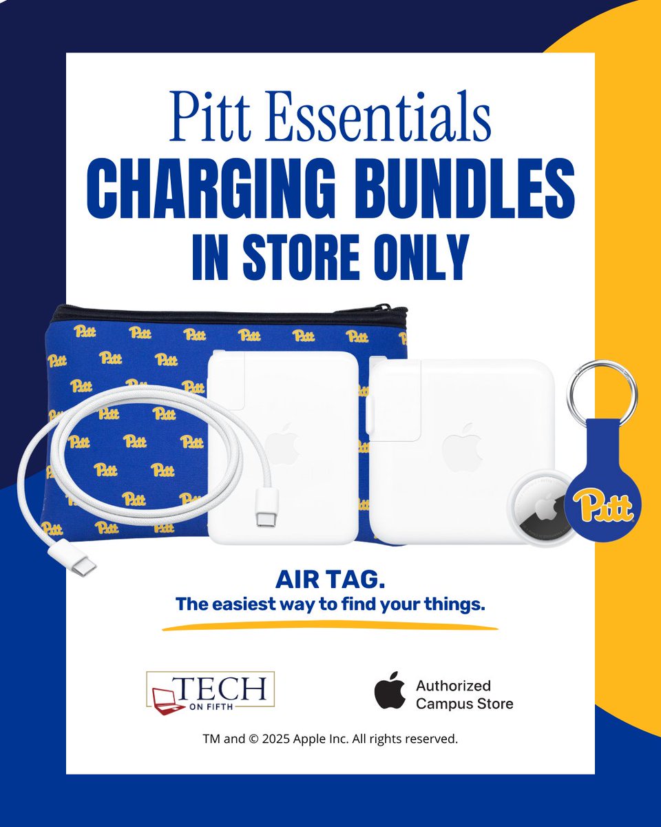 Grab your Pitt charging bundle today! Exclusively in-store at Tech on Fifth. #UniversityStoreOnFifth #H2P
