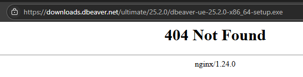 JuliCes's tweet photo. @dbeaver_news Hi! There's a new version fo DBeaver Ultimate Edition *25.2*, but whe I try to download it trows error. https://t.co/pWYLVA9aJX