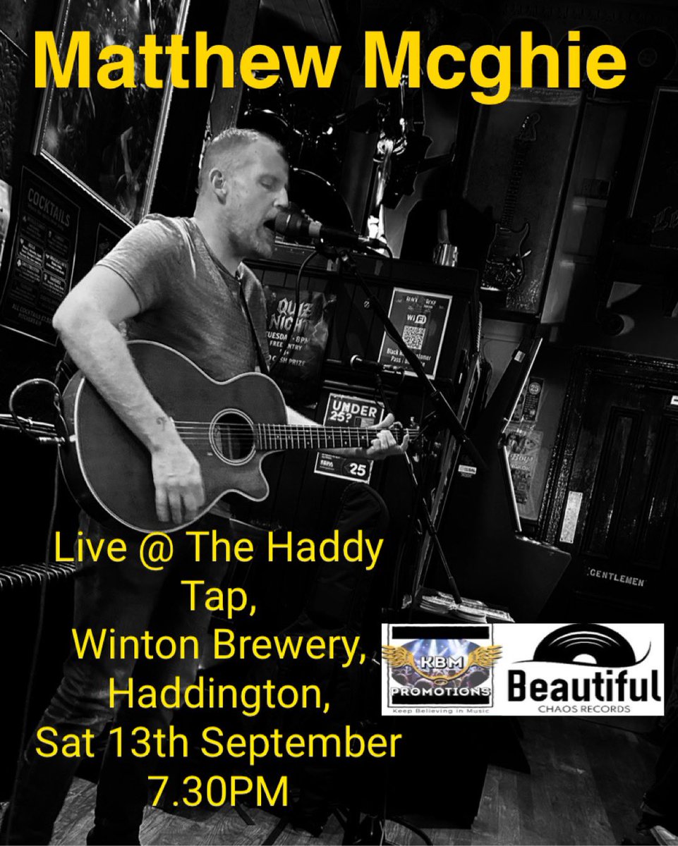 Couple of gig outings this week. I’ll be back playing a set at WU asia pacific on Thursday evening from 7.20PM along with some other top entertainment 

&amp; I’ll be back at The Haddy Tap, Winton Brewery on Saturday from 7.30PM

M M 🎸x 

KBM Promotions
Beautiful Chaos Records