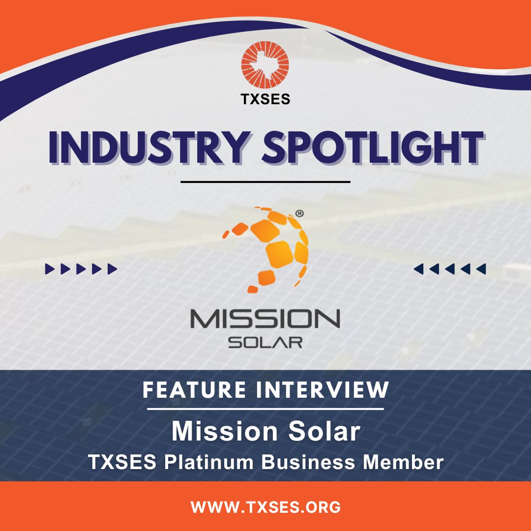 TXSES's tweet image. It's #BusinessMemberMonday! 🚨📣 Today we feature esteemed #TXSES Platinum Business Member -Mission Solar Energy- in an exclusive interview with President Sam Martens.
➡️See interview: txses.org/industry-spotl…
🔆Part of our latest #SolarReport out last Thursday-txses.org/the-solar-repo…