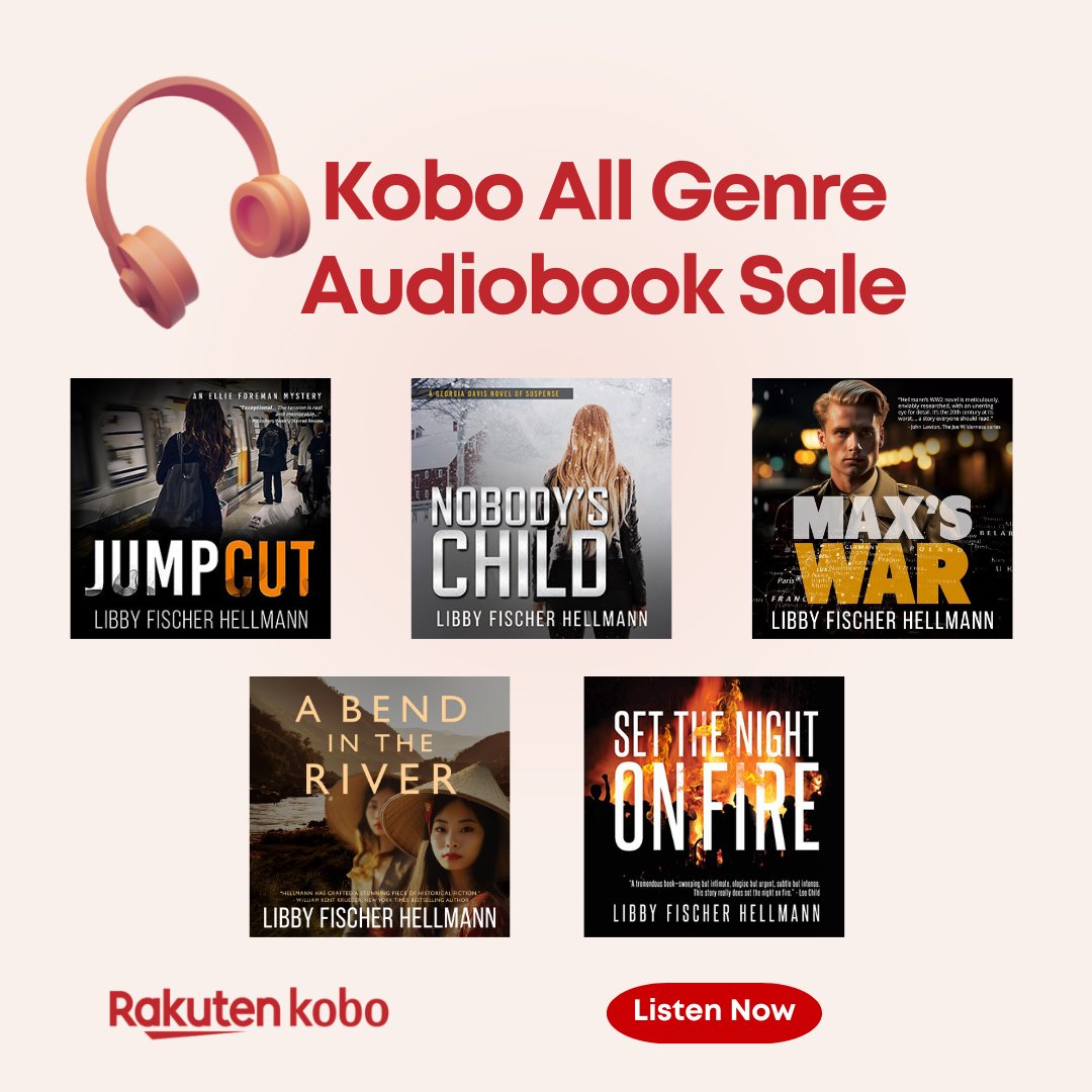 libbyhellmann's tweet photo. 🎧 Kobo’s All-Genre Audiobook Sale is on all month! Grab 5 of my titles—including Max’s War &amp; Jump Cut—for just $9.99 US / £6.99 UK. Start listening today and let the stories pull you in. → https://t.co/Fm7IV4O4Ds #Kobo https://t.co/d22xgk9AdM