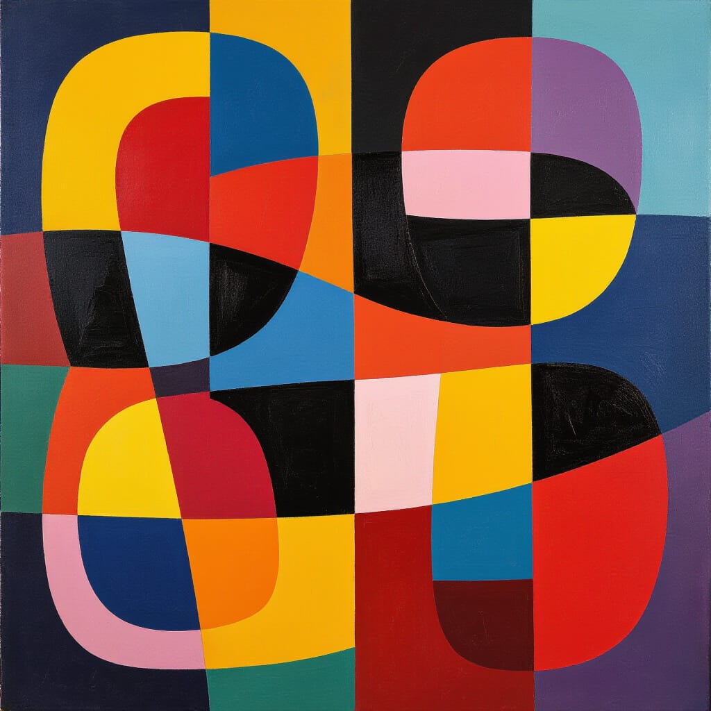Sometimes simple is best. "An abstract painting featuring rounded shapes in solid colors.#nightcafe