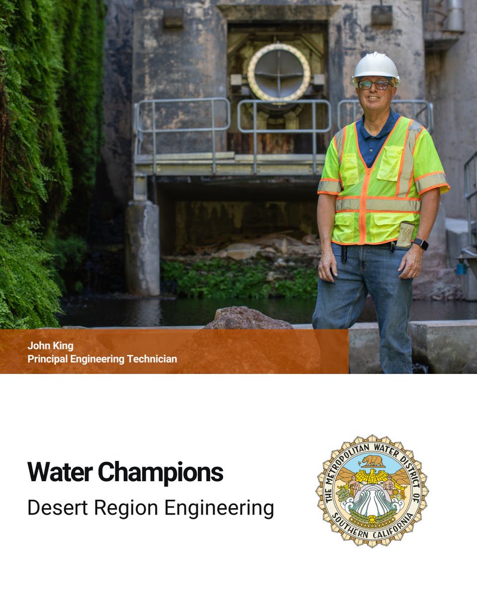 With a career spanning decades, John King is essential to maintaining the #CoRiver Aqueduct. Based in Metropolitan’s Desert Region, he supports everything from emergency response to major pump overhauls, making sure even the oldest components stay operational. #WaterChampion