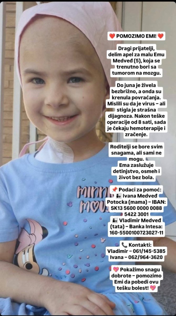 Ljudi, bendovi, izvođači !!! Kontaktirala nas je ekipa iz Z G "Kisač" koja želi da organizuje humanitarni koncert za ovu slatku devojčicu kojoj je nažalost, potrebna pomoć. Obezbeđena je bina, ozvučenje, par DJ-eva, lokacija  i fali im par bendova .  Kontakt : 064/1822249, Toma.