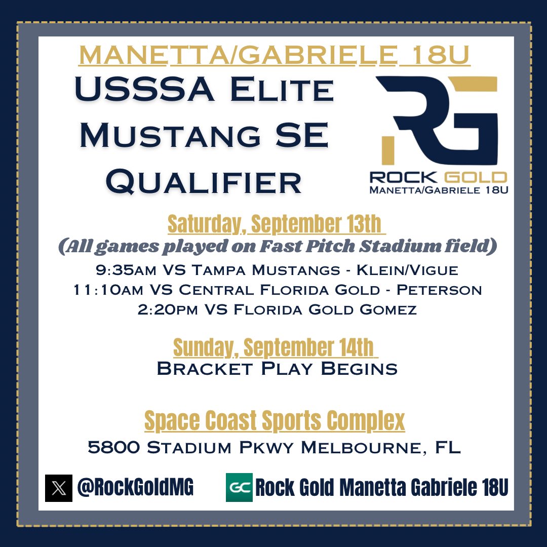First tournament of the fall season is THIS WEEKEND! Heading to <a href="/usssaspacecoast/">USSSA Space Coast</a>  for the Elite Mustang Qualifier!
