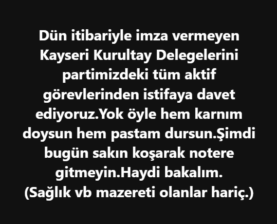 Tüm delegelerin kurşun asker olmasını isteyen tuhaf bir zihniyet CHP'yi işgal etmiş.

Madem delegenin bir iradesi yok o halde neden kurultayla falan uğraşıyorsunuz. 

İmamoğlu kimi isterse o genel başkan olsun.