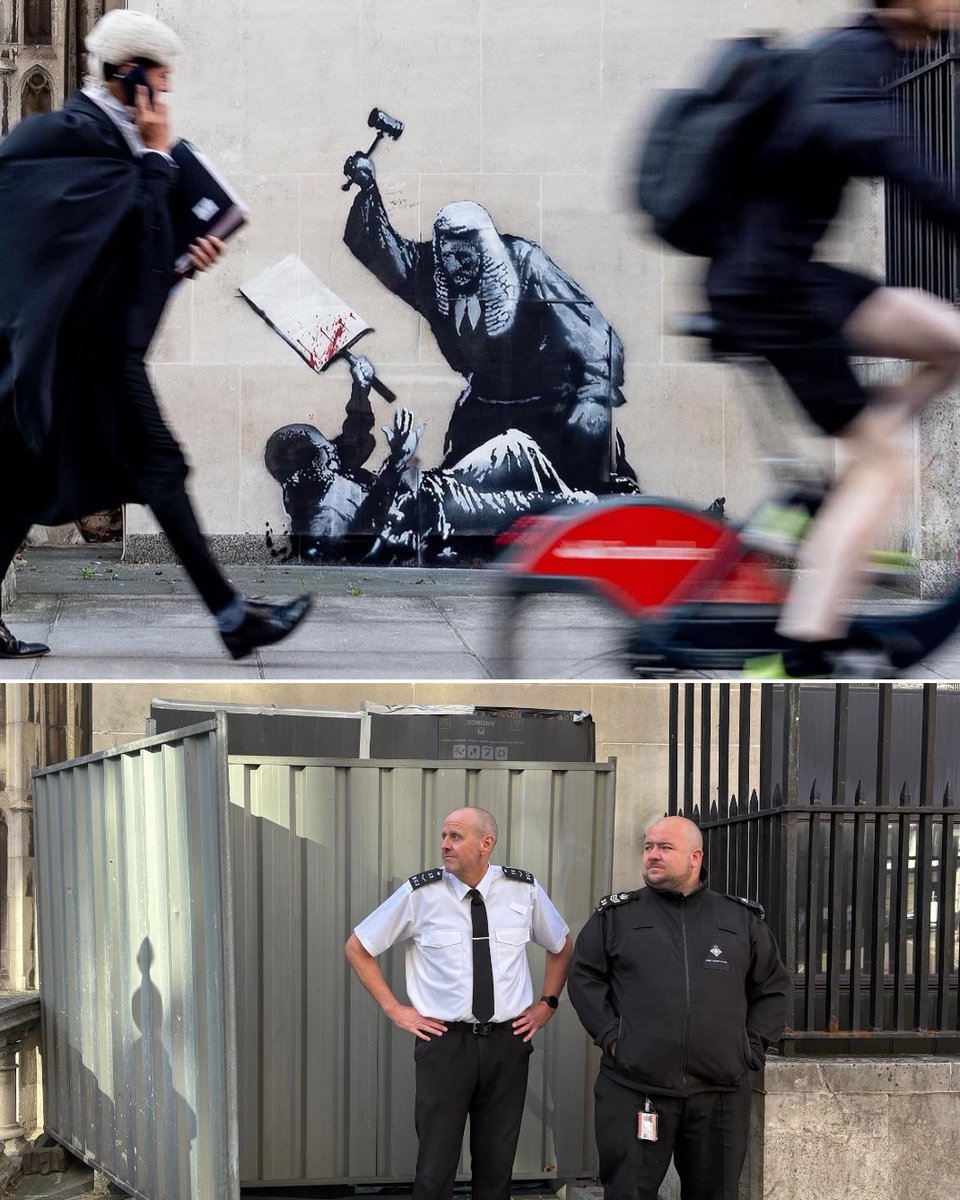 A new Banksy mural of a judge attacking a protester has appeared outside the Royal Courts of Justice in London. Authorities have brilliantly responded by covering it up.

Anyone who’s ever read a history book knows that, no matter the era, censors are never the good guys.