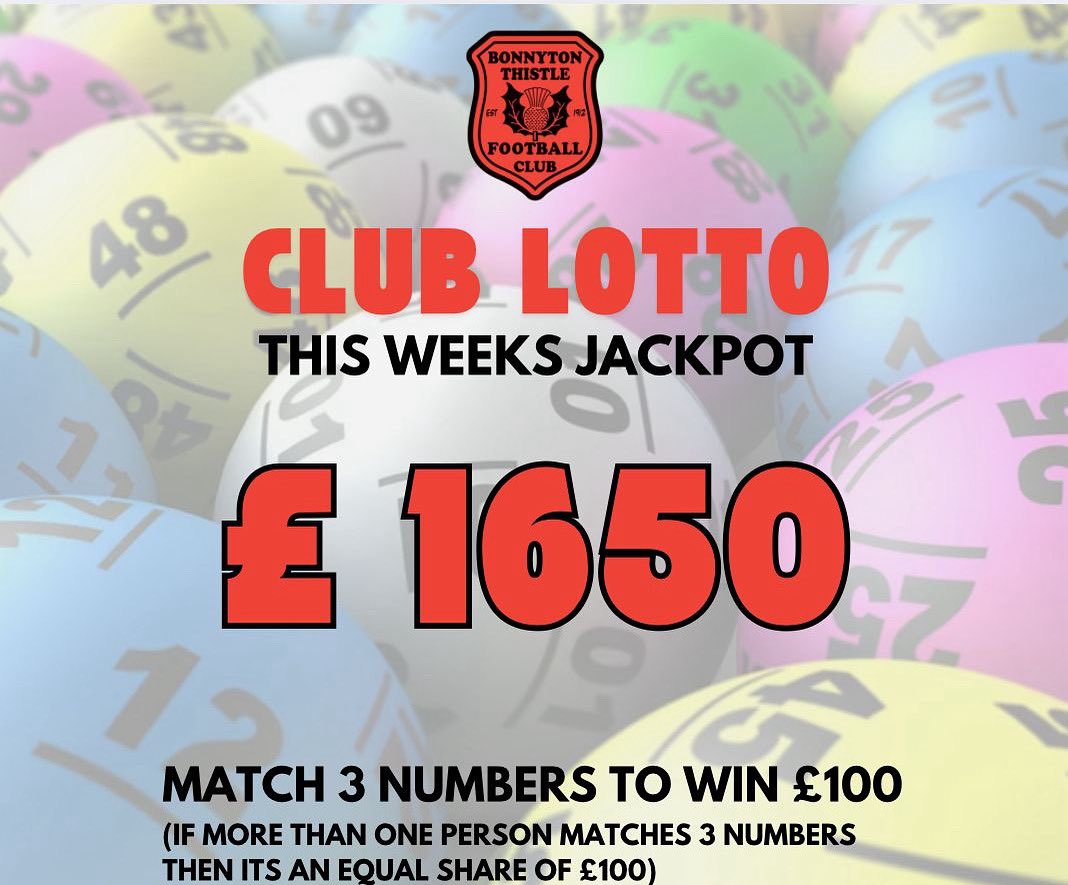 No winners in the last two weeks of the Bonnyton Thistle FC lottery🔴⚫️

The jackpot is now £1650! The next lottery draw will take place on Saturday 13th of September