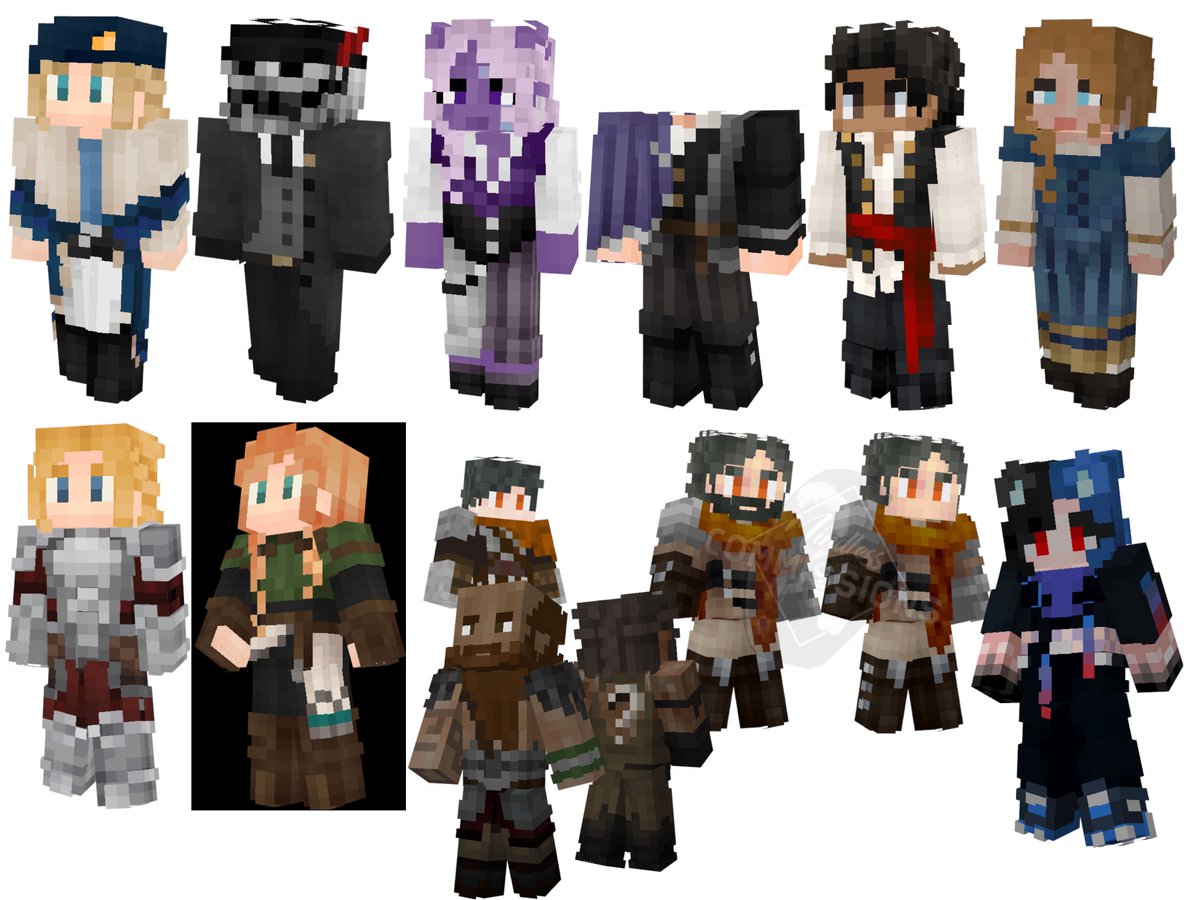 mindless_why's tweet image. You know since @JophielsWings's post brought some attention to my acc, I thought I'd post a random assortment of skins I've worked on!

Wish I had more renders/poses of other skins I've made but I don't do renders/poses all that often LOL