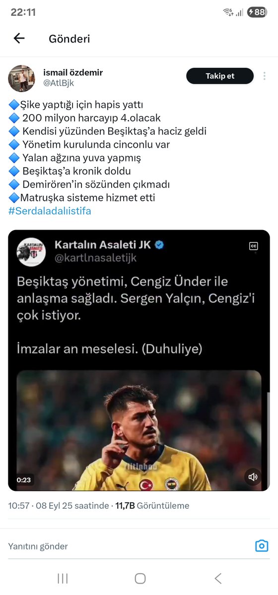 Ali Rıza DURUTÜRK (@arduruturk) on Twitter photo <a href="/AtlBjk/">ismail özdemir</a> <a href="/vardar_sinan/">SİNAN VARDAR</a> <a href="/besavder/">Beşiktaşlı Avukatlar Derneği</a> <a href="/Besiktas/">Beşiktaş JK</a> Noldu erkek niye sildin ? Korktunmu çok cüretkardın az önce ! Sen bi avukat bul kendine <a href="/AtlBjk/">ismail özdemir</a> <a href="/vardar_sinan/">SİNAN VARDAR</a> <a href="/besavder/">Beşiktaşlı Avukatlar Derneği</a> <a href="/Besiktas/">Beşiktaş JK</a> Noldu erkek niye sildin ? Korktunmu çok cüretkardın az önce ! Sen bi avukat bul kendine