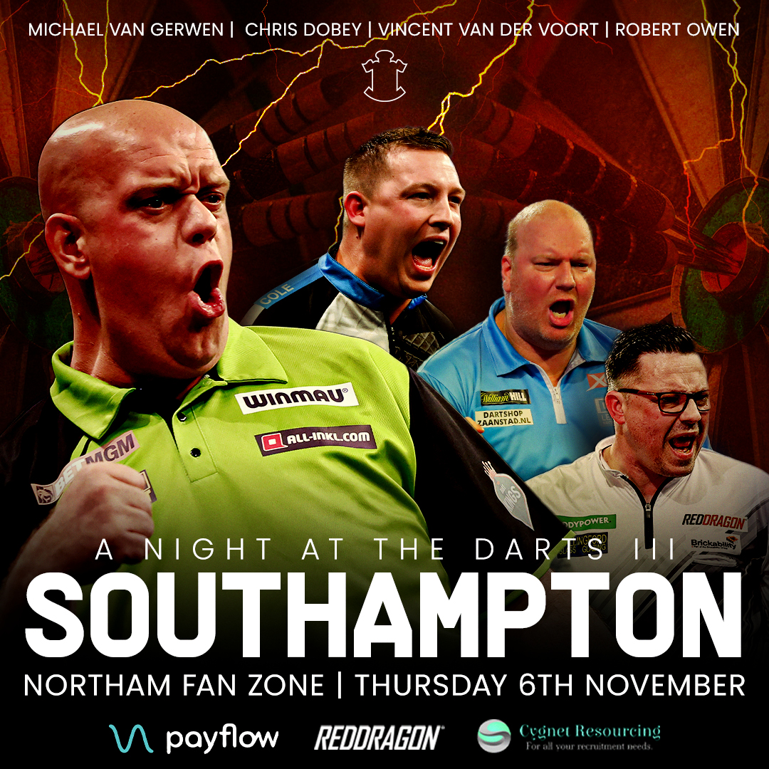 MODUS Sports (@modusdarts180) on Twitter photo 🔴⚪️We return to Southampton in November, for A Night at the Darts III!
🟢⚫️van Gerwen
🎞Dobey
🏴Owen
🇳🇱van der Voort
🎟Tickets:
southamptonfc.com/en/events/even…
<a href="/SouthamptonFC/">Southampton FC</a>
<a href="/MvG180/">Michael Van Gerwen</a>
<a href="/Dobey180/">Chris Dobey</a>
<a href="/stackattack84/">Rob Owen</a>
<a href="/VvdV180/">Vincent v/d Voort</a> 🔴⚪️We return to Southampton in November, for A Night at the Darts III!
🟢⚫️van Gerwen
🎞Dobey
🏴Owen
🇳🇱van der Voort
🎟Tickets:
southamptonfc.com/en/events/even…
<a href="/SouthamptonFC/">Southampton FC</a>
<a href="/MvG180/">Michael Van Gerwen</a>
<a href="/Dobey180/">Chris Dobey</a>
<a href="/stackattack84/">Rob Owen</a>
<a href="/VvdV180/">Vincent v/d Voort</a>