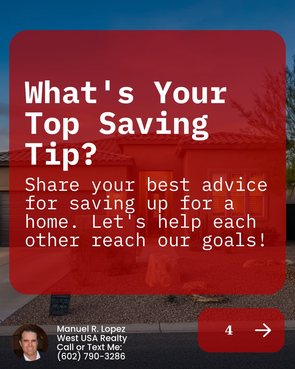 Reomanuel's tweet image. Renting but eyeing your first home in Phoenix? Start smart: 🏠1. Set a savings goal. 2. Trim non-essentials. 3. Track expenses. 4. Boost credit score. It's all about building that nest egg. What's your top saving tip? Let's hear it! 🔍 #FirstHomeGoals