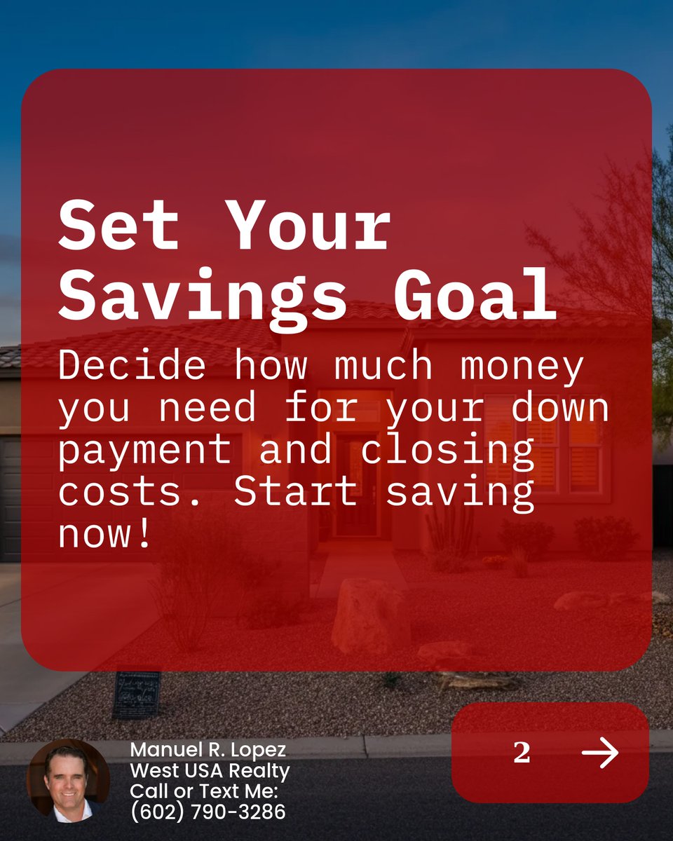 Reomanuel's tweet image. Renting but eyeing your first home in Phoenix? Start smart: 🏠1. Set a savings goal. 2. Trim non-essentials. 3. Track expenses. 4. Boost credit score. It's all about building that nest egg. What's your top saving tip? Let's hear it! 🔍 #FirstHomeGoals