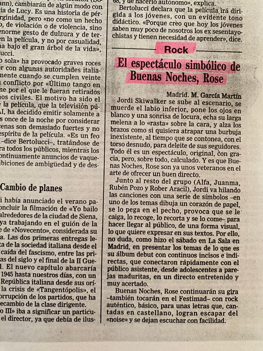 Aquí el texto completo que he rescatado de mis archivos. Presentaban su disco debut, con varios temazos, entre ellos el llamado como ellos ("rompo lo que quiero, yo soy el que paga")… También los vi en aquel mítico Festimad del 96. Éramos veinteañeros. ¡Qué tiempos!
