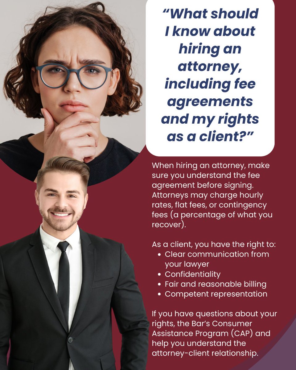 Understanding your rights as a client is just as important as understanding the fee agreement.
 ✅ The Consumer Assistance Program (CAP) can help. tinyurl.com/4d4k2e2v
✅ Utah Rule of Professional Conduct 1.6 ensures your information stays confidential. tinyurl.com/3bu5szhv