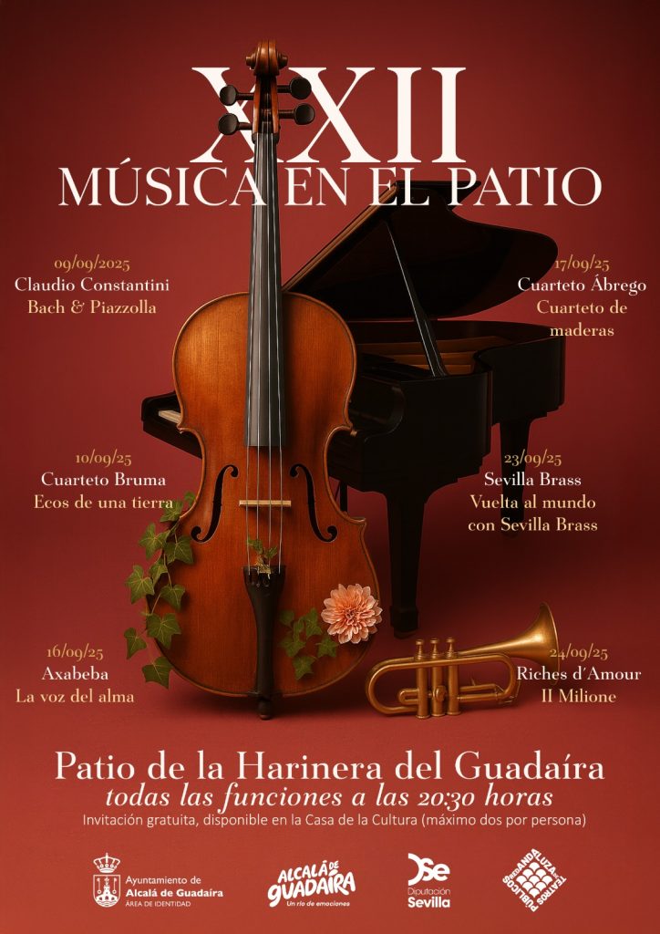 🎼 En septiembre nuevo ciclo de Música en el Patio. Conciertos gratuitos en la Harinera de #AlcaládeGuadaíra