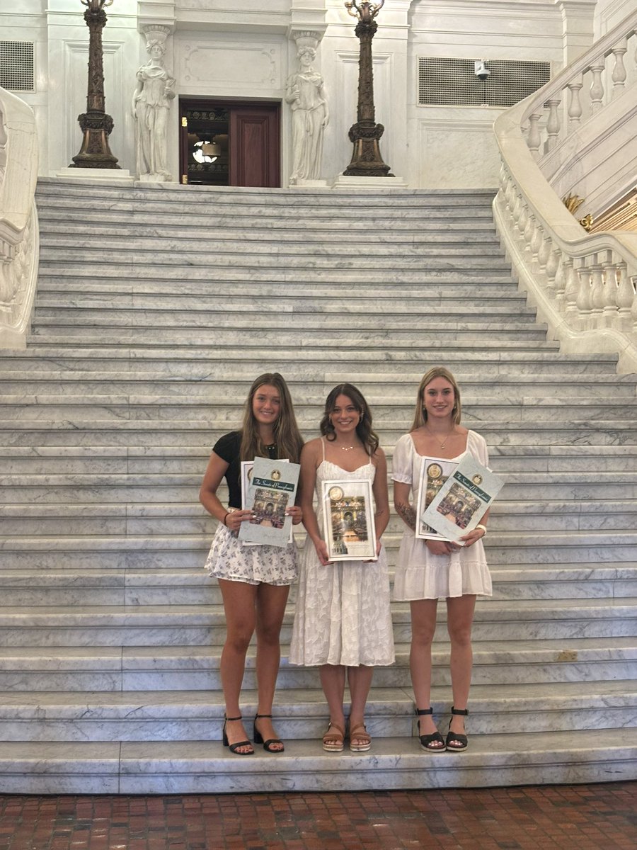 The Central Columbia Girls Track and Field State Championship 4x400 Relay team was honored today. The team and coaches were recognized for winning their 4th consecutive 4x400 Relay State Title by 27th District rep, Linda Culver,  during the state senate session.