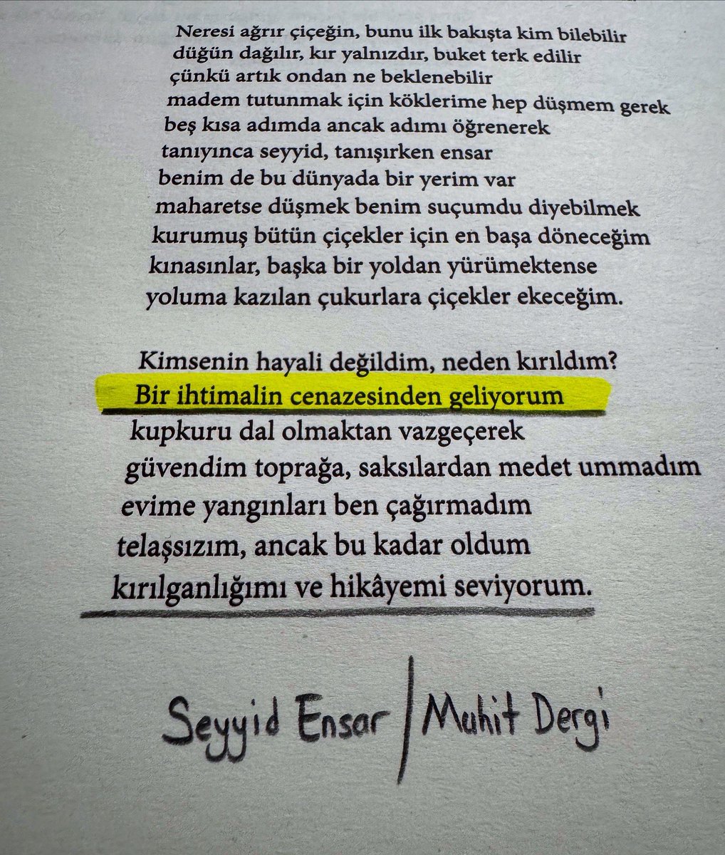 Bir ihtimalin cenazesinden geliyorum 

#seyyidensar #muhitdergi