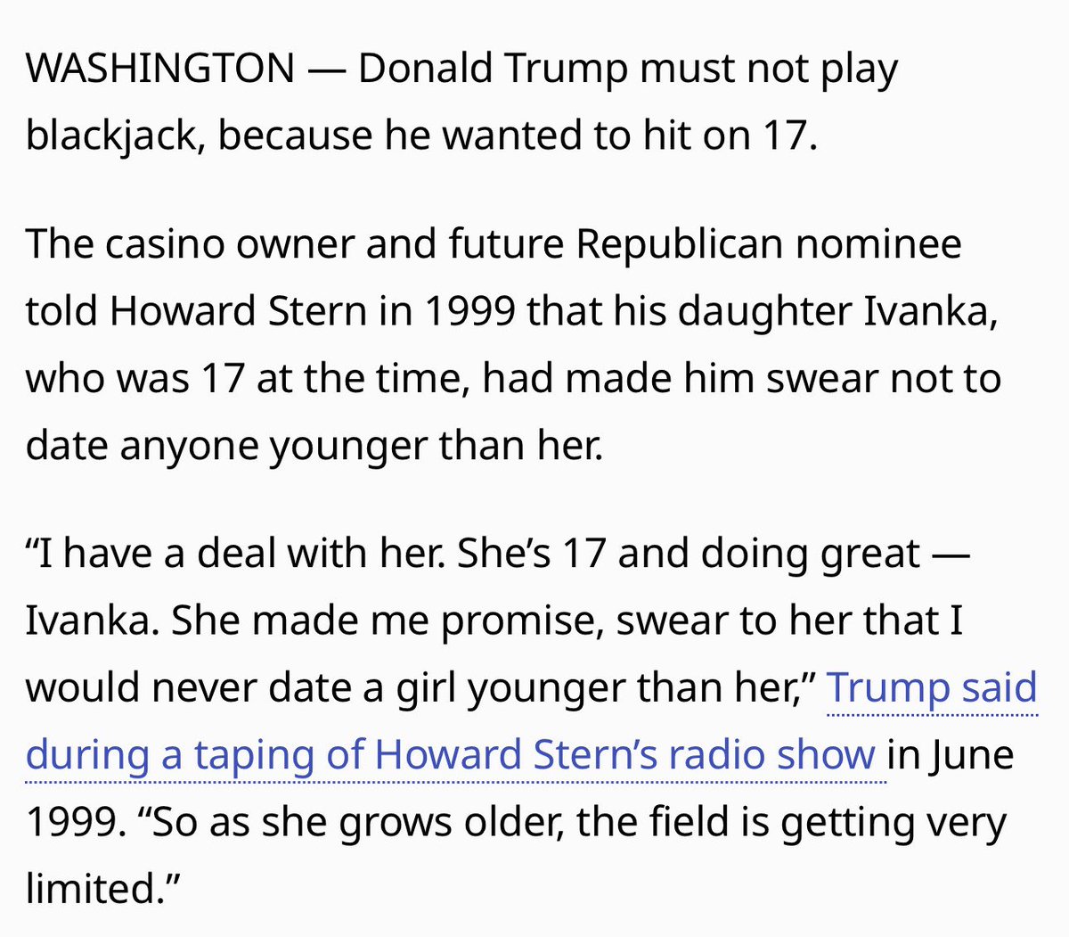 17 year old Ivanka trump made 53 year old Donald Trump promise not to date anyone younger than her