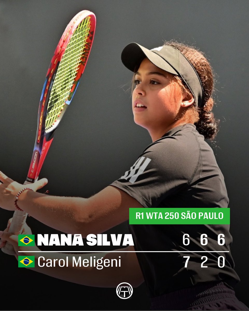 🇧🇷NANÁ SILVA, AOS 15 ANOS DE IDADE, VENCE SUA ESTREIA EM TORNEIOS WTA!

Virada de gente grande contra Carol Meligeni em São Paulo. Reduziu drasticamente os erros do 1º set e atropelou no resto.

Está ganhando SÓ 423 posições, indo ao top 800.

VOCÊ É UMA FORÇA DA NATUREZA, NANÁ!