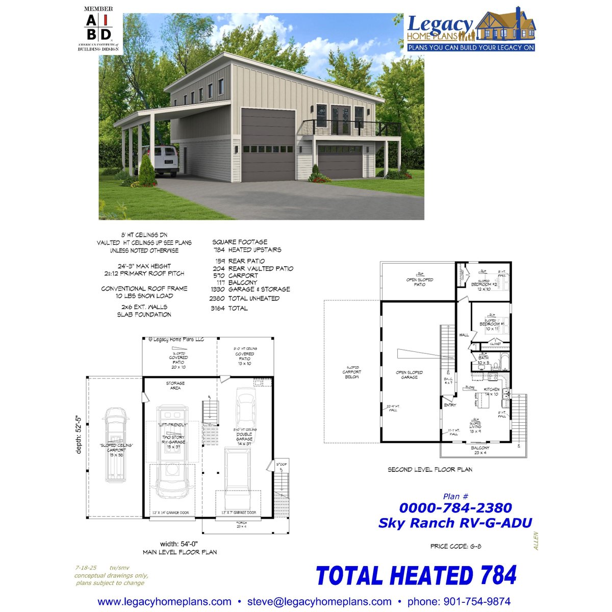 LegacyHomePlans's tweet image. Meet the Sky Ranch RV-G-ADU plan! 🏡 784 sq. ft., 2 beds, 1 bath, vaulted living + balcony ✨ Garage with RV storage &amp;amp; carport below 🚐

#ADUDesign #HousePlans #DreamHome #SkyRanch