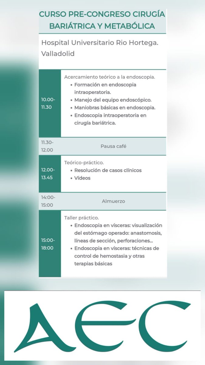 Os vais a perder el curso pre ingreso? de la <a href="/aec_obesidad/">AEC-SECO</a>  en la #RNCvalladolid2025. Apuntaros antes del 30 de septiembre!!!👍👍👍