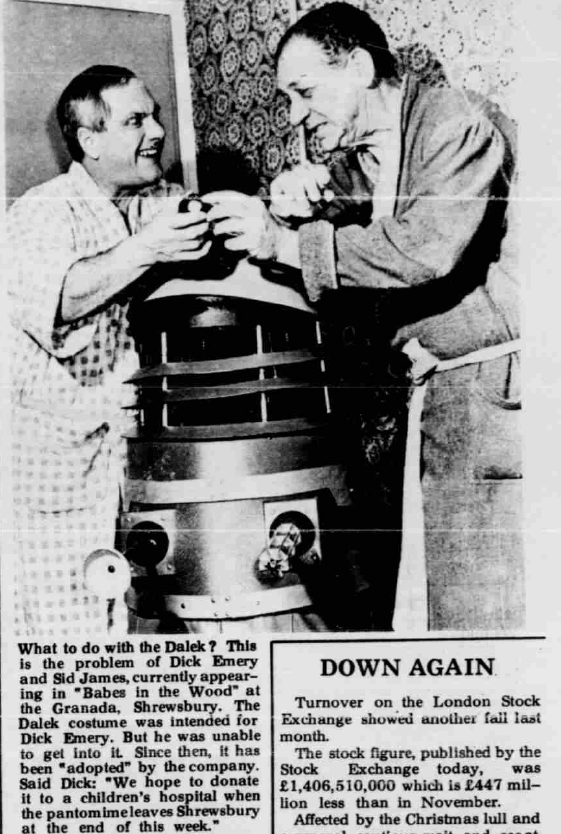Dick Emery, Sid James and a Dalek. You're welcome....