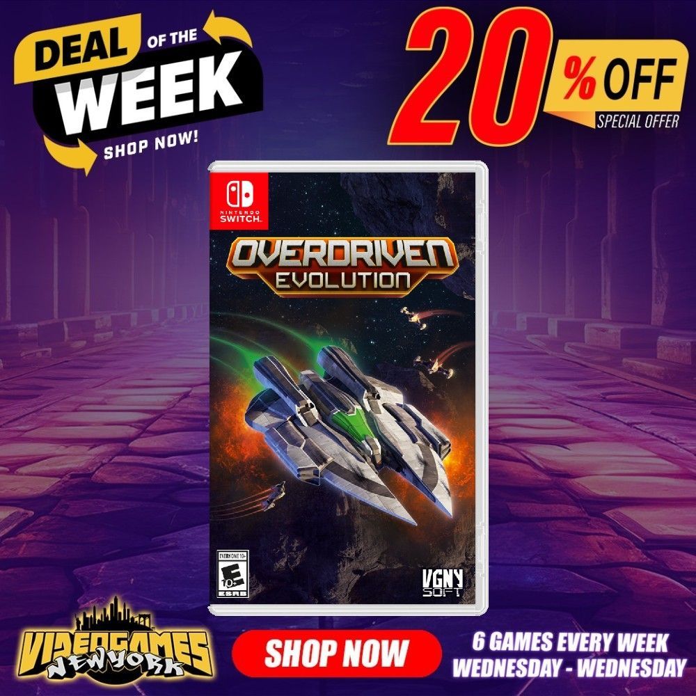 Get ready to launch off with up 3 buddies to tackle the evil Kruuthian empire in Overdriven Evolution for the Switch. You can save 20% on this co-op filled journey during this week only!

Buddy Up: videogamesnewyork.com/overdriven-evo…

View the sale: videogamesnewyork.com/weekly-sale/