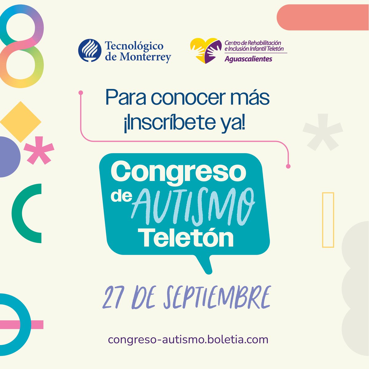 ¡Últimos lugares disponibles!
No te pierdas el Segundo Congreso de Autismo, un espacio de aprendizaje, conexión y conciencia.
 🧩Inscríbete hoy en congreso-autismo.boletia.com
 👥Pregunta por nuestros paquetes grupales 
 🧩Si requieres factura inscríbete directamente en CRIT.