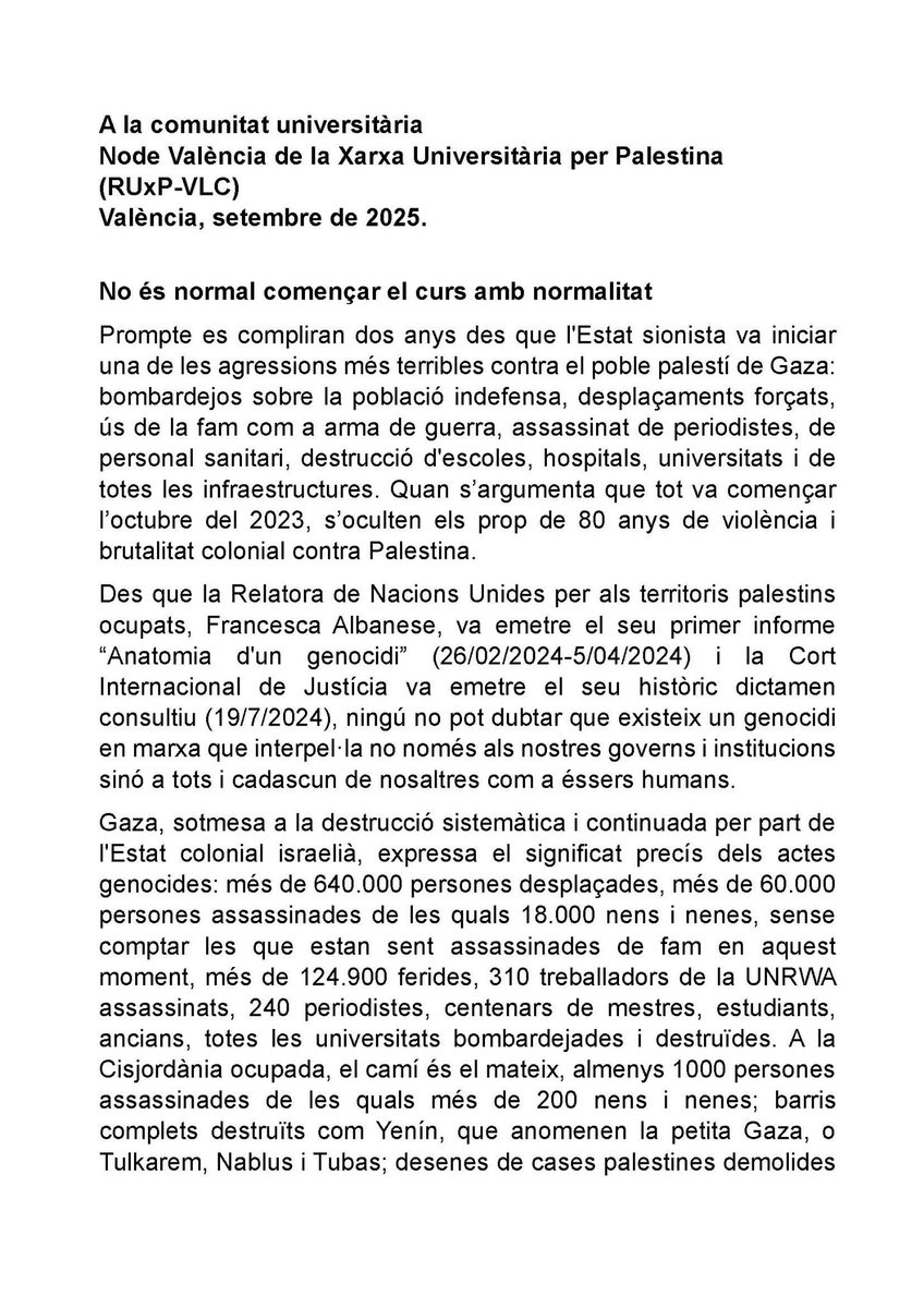Red Universitaria por Palestina - Valencia tweet media
