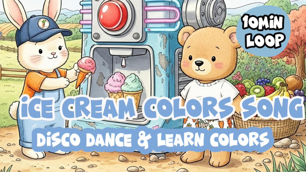 bunnyominisodes's tweet image. Ice Cream Colors Song — 10min Loop! 🔁🍦🌈
Sing and learn colors again and again with BunnyO &amp;amp; Chandler.
👉 Premieres Mon 9/15, 9:00a

#BunnyO #LoopForBabies #LearnColors