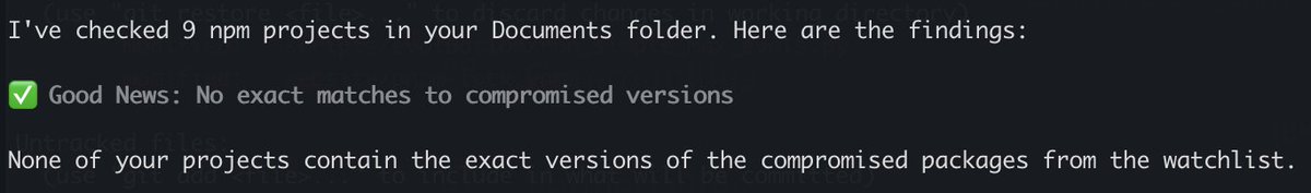this is huge, was sweating when i heard about the hack.

asked claude code to check all my projects

vibe coding meet vibe defense!