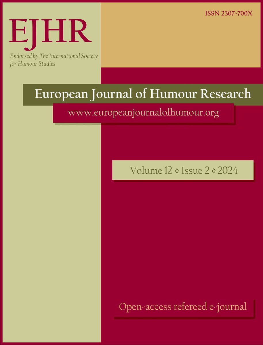 I'm co-editing a special issue for the European Journal of #Humour Research on humanistic or social-scientific perspectives on humour and #AI. Abstract submissions are open until 1 October: clam.cs.umanitoba.ca/ejhr #humorstudies #artificialintelligence