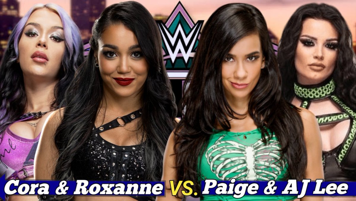 HourWrestling's tweet photo. These are some matches I'd like to see: Roxanne Perez &amp; Cora vs. Paige &amp; Aj Lee. It's a shame Cora Jade is no longer in WWE and Paige hasn't returned yet.

#SmackDown
#WrestleMania
#AJLEEFOREVER
#RoxannePerez
#CoraJade
#ajleereturn
#AJLeeWWE
#WWEPaige
#AJLee 
#WWE https://t.co/L6JxNMlWCe
