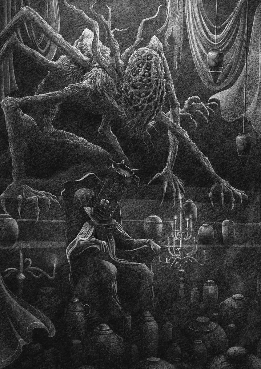 CosmicHorror637's tweet image. The Madman and the Amygdala (Bloodborne) by Lucian Tumani

&quot;A grand lake of mud...Hidden now from sight. The cosmos, of course! Let us sit about, and speak, feverishly. Chatting into the wee hours of... new ideas of the higher plane.&quot;
   -Micolash