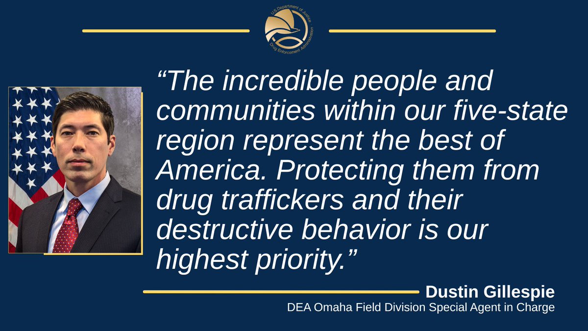 We're pleased to announce Dustin Gillespie as the new Special Agent in Charge (SAC) of the #DEA Omaha Field Division. SAC Gillespie will guide the Division’s efforts in disrupting &amp; dismantling major transnational criminal organizations. Learn more 👇 ow.ly/pt6E50WTvaR
