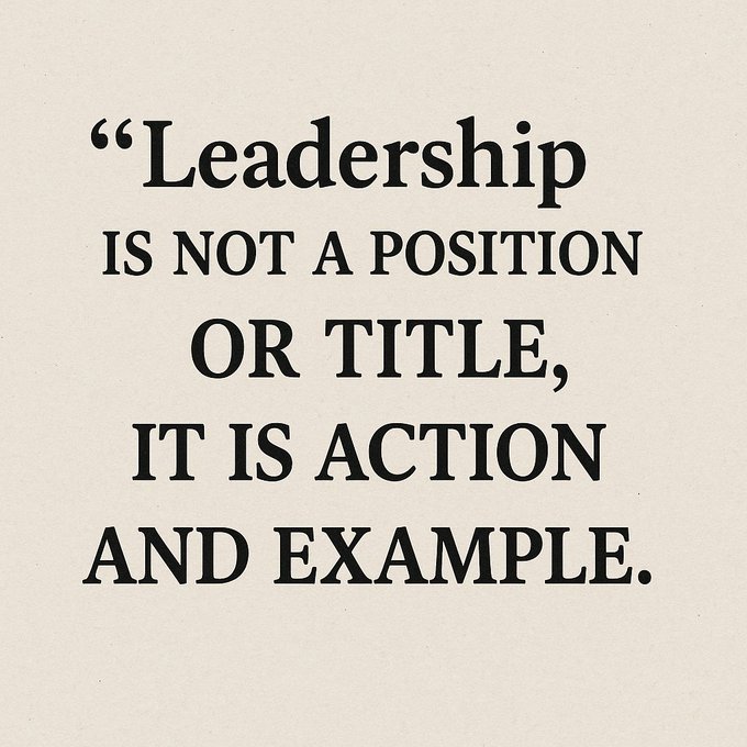 thomas_dettling's tweet image. ⬛️ Leadership is not a position or title🎓

The quote "Leadership is not a position or title, it is action and example" emphasizes that true leadership is not defined by formal roles or hierarchies, but by concrete actions and personal example. It originates from modern…