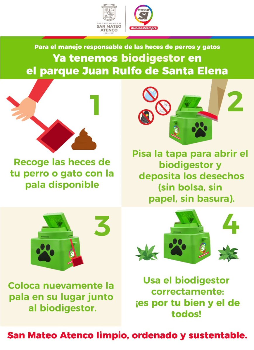 SanMateoAGob's tweet photo. 🌱 🤩 #BuenasNoticias | El Fracc. Santa Elena 🪣 ya cuenta con un #Biodigestor, para dar un destino final adecuado a las heces de perros y gatos. 🍃
Este biodigestor reducirá la contaminación y producirá energía limpia y fertilizante natural.
(1/2) https://t.co/oj7APVNLSS