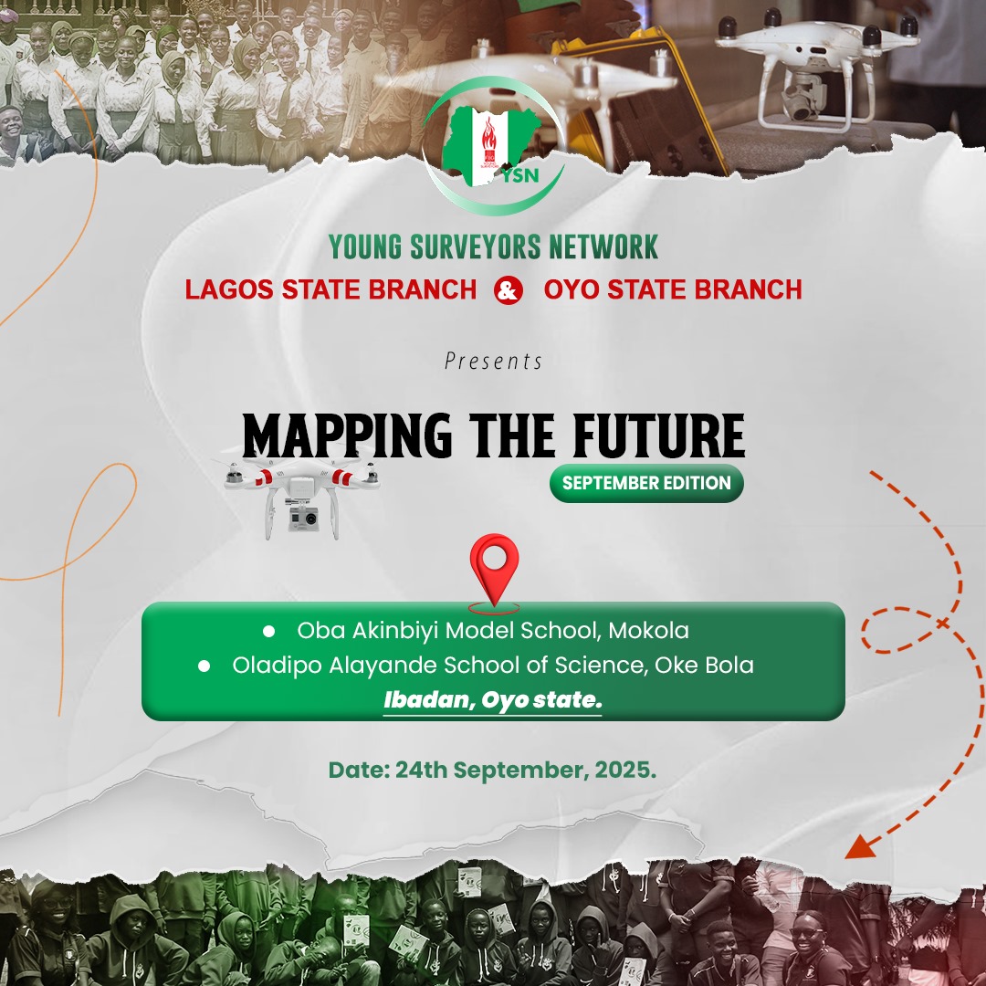 ✨ Two States, One Vision!
📍 YSN Oyo x  <a href="/ysnlagos/">YSN LAGOS</a> joined forces for the September Edition of Mapping The Future! 🌟

🗓 Date: 24th September 2025
📌 Location: Ibadan, Oyo State

_Because the future of surveying &amp; geospatial innovation starts with the next generation! 🚀🌍_