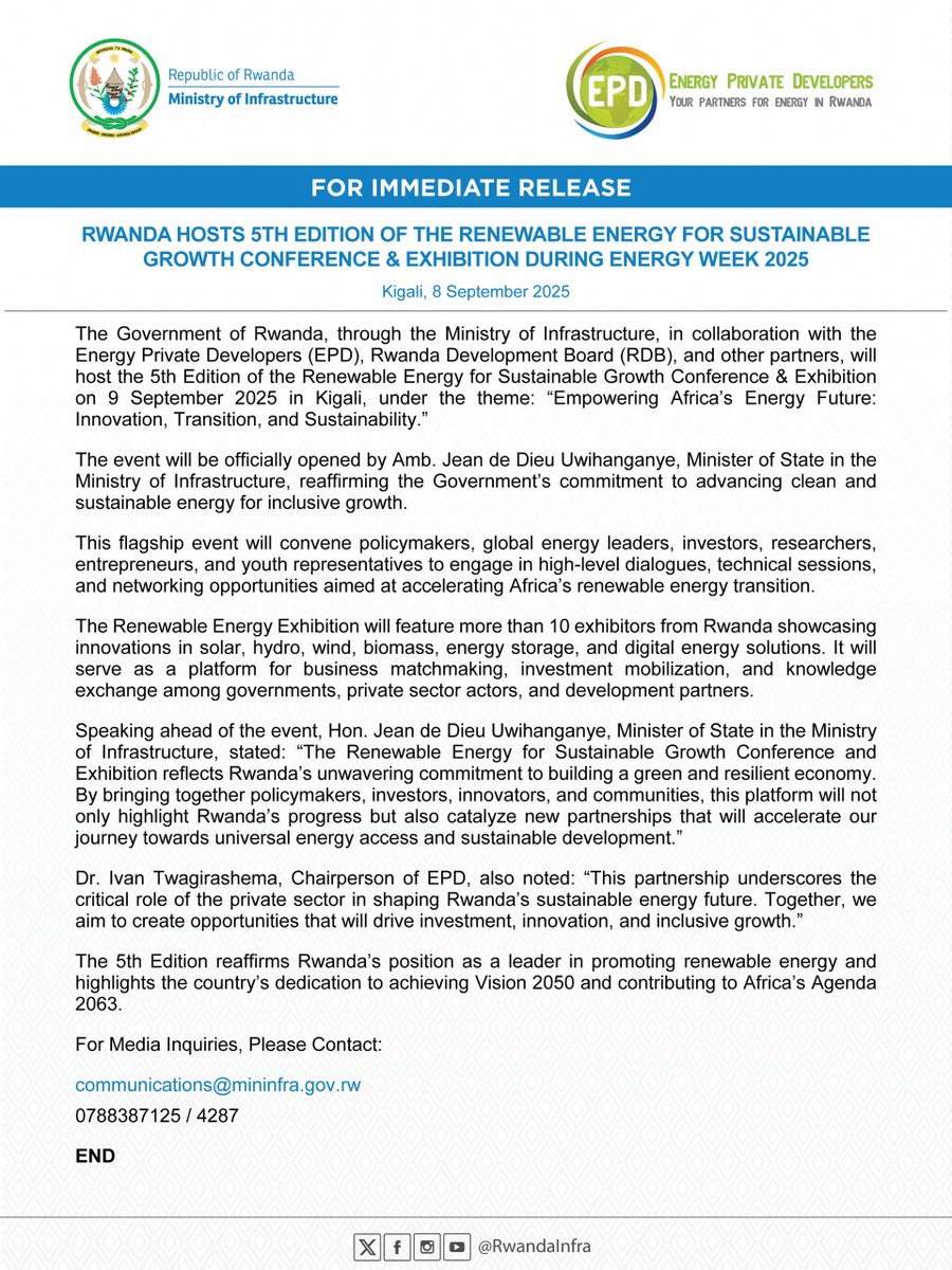 Ministry of Infrastructure | Rwanda tweet media