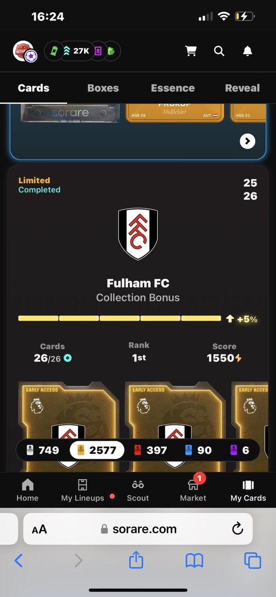 Thank you <a href="/FiRealist/">Showboat FC</a> and everyone who gave me great deals. I now not only have the #1 place on the <a href="/FulhamFC/">Fulham Football Club</a> leaderboard but also every single #1 for Fulham that <a href="/Sorare/">Sorare</a> has on the game for the new season. Come on you whitessssss