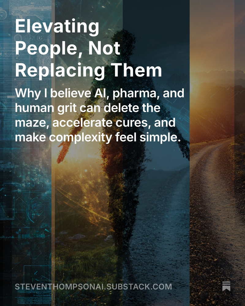 AIwithSteven's tweet image. AI shouldn’t replace people. It should elevate them.  

From Biogen → Takeda → NuBank → ADM → NexTrial.ai, my throughline has been clear:  

The future isn’t automated.  
It’s augmented.  

My first Substack is live:  
👉 steventhompsonai.substack.com/p/elevating-pe…  

#AI…