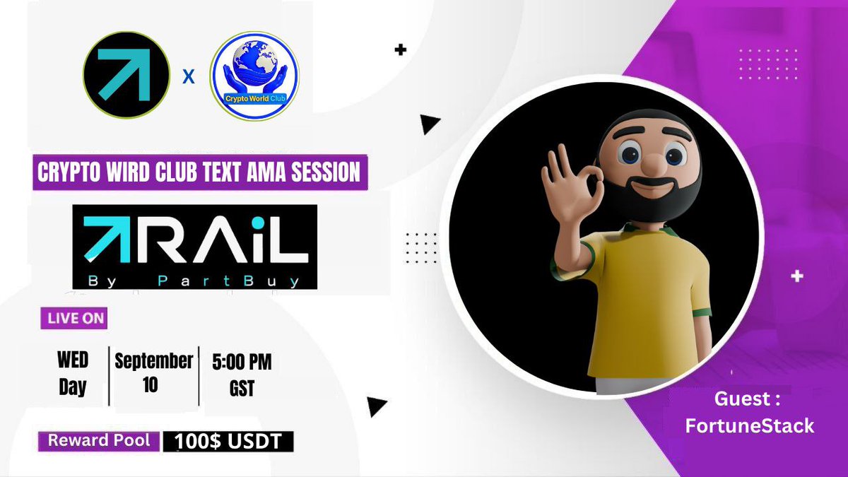We're pleased to announce our next #Telegram Text AMA With #PartBuy on 10th Sep, 1:00 PM UTC 2025

💰Reward: 100$ USDT
🏠Venue: t.me/CryptoWorldClu…

〽️Rules:
1⃣ Follow
<a href="/CRYPTO_WORLD_CB/">CRYPTO WORLD CLUB || AMA + Space</a> 
&amp;
<a href="/trailbypartbuy/">TRAiL by PartBuy</a> X <a href="/fortunestack1/">FortuneStack</a>

2⃣Like &amp; RT
3⃣Comment Questions &amp; Tag 3 Friends Max 5