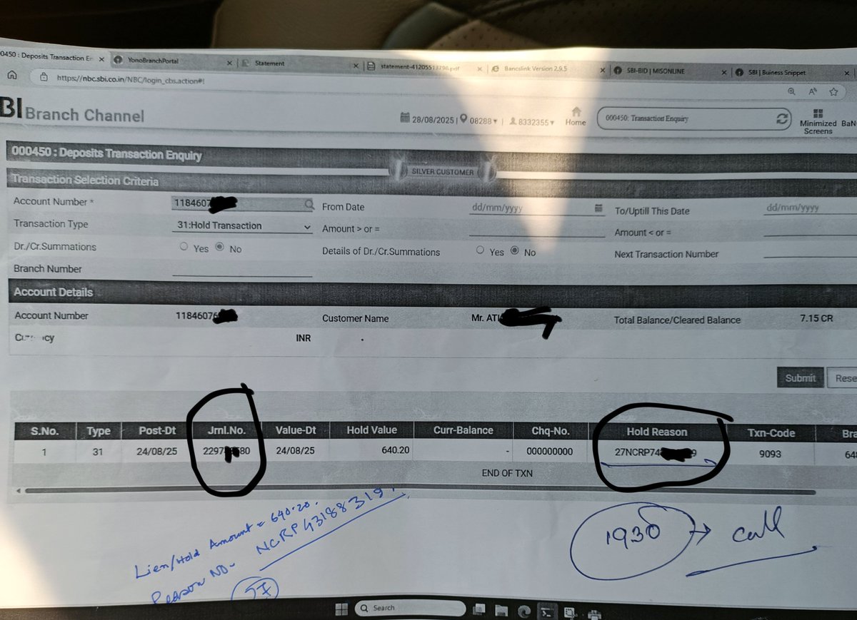 atiQurRahman4U's tweet image. Sir bank said that your account got cyber attack holding 640.20 INR account blocked. bank provide only this copy #seekinghelp