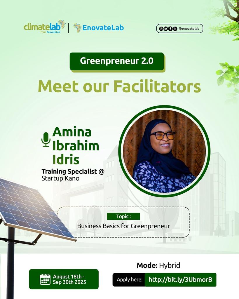 Introducing our amiable and capable facilitator for #Greenpreneur Incubation Program 2.0 

Amina Ibrahim Idris is passionate about youth development, digital inclusion, ICT training, and has mentored over 2,000 youths and small businesses.