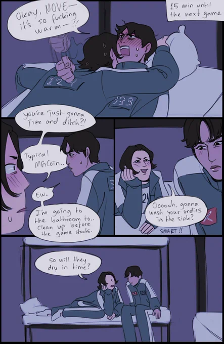 #NAMGGIWEEK day 2 - dry humping, except it's only the aftermath bc I unfortunately remembered they don't get to change clothes at all

#namggiweek_nsfw 