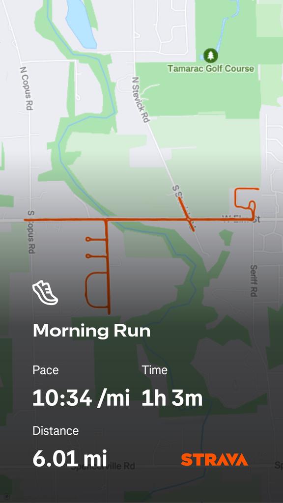 6 miles to start off the work week. 1st time wearing gloves this Fall. 41 degrees at the start of the run. #Fitleaderapp Check out my run on Strava: strava.app.link/Be6JYCujvWb