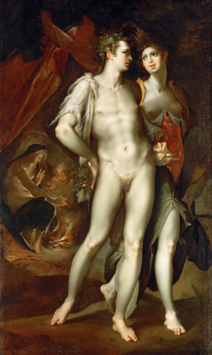 "SINE CERERE ET BACCHO FRIGET VENUS” Bartholomäus Spranger, c. 1590 - Kunsthistorisches Museum, Vienne
"Sans Cérès ni Bacchus, Vénus prendrait froid”. Sans nourriture ni vin, l'amour se refroidit. Cérès est la déesse romaine de l'agriculture, des moissons et de la fertilité.